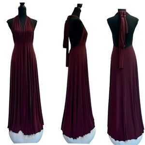 Arroh & Bow maroon burgundy halter infinity maxi dress Sz S
